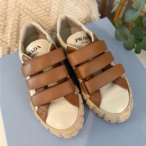 Prada Brown and Cream Velcro Sneakers